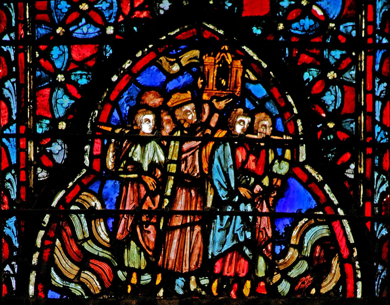 Okno w4 Překročení řeky Jordán s Archou úmluvy Josh III 15-16 od French School