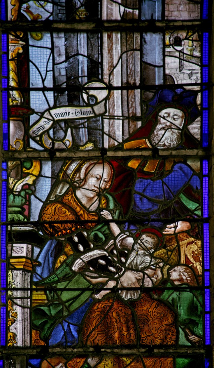Okno w6 zobrazující Mary Salome a její rodinu od French School