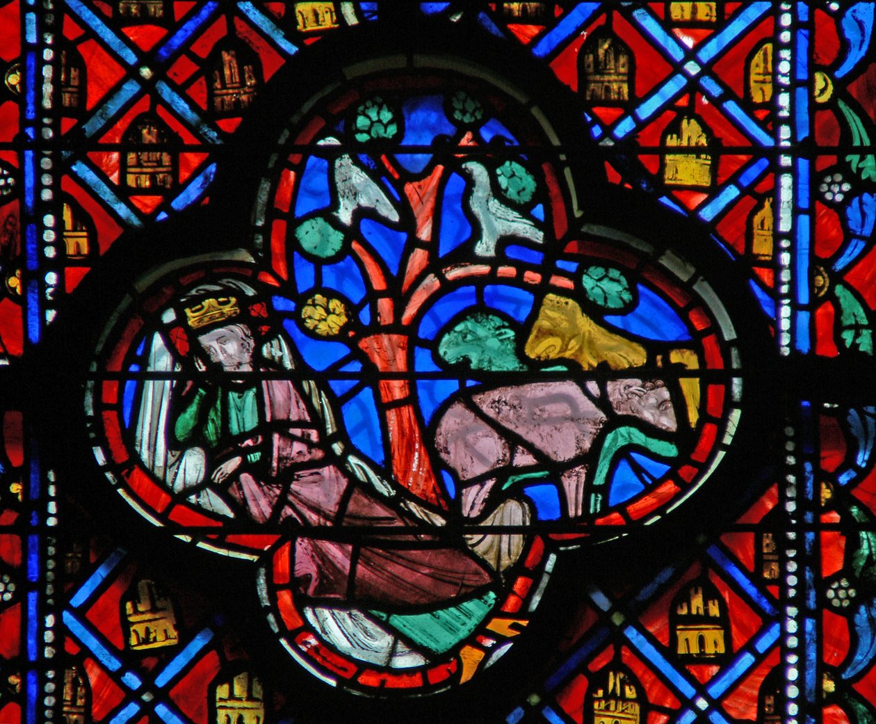 Window w9R Nabuchodonozor vidí ve vidění velký strom. Dan IV 10 od French School