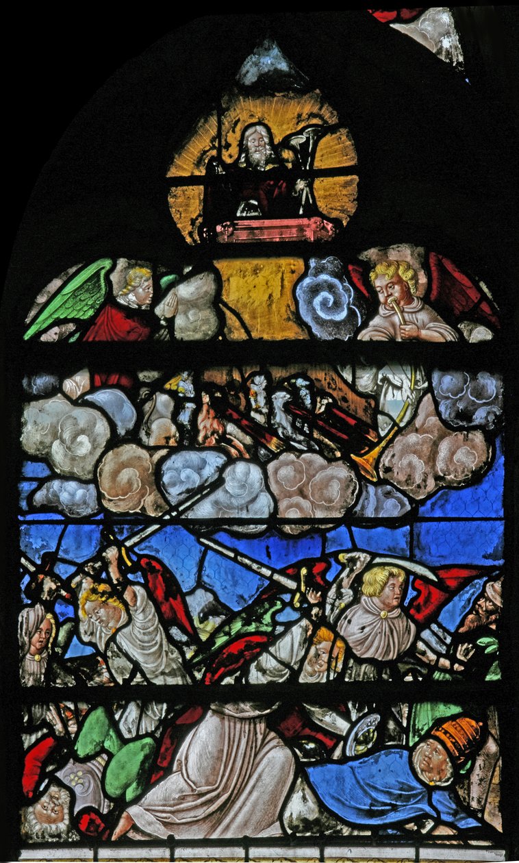 Okno w9 zobrazující scénu ze St Johns Book of the Revelation od French School