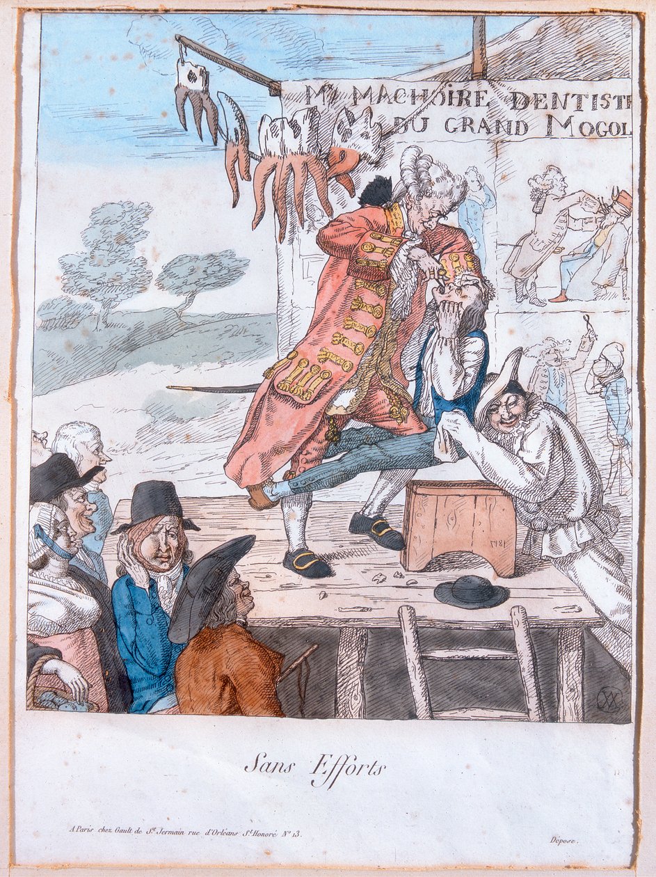 Bez námahy, 1781 (barevná rytina) od French School