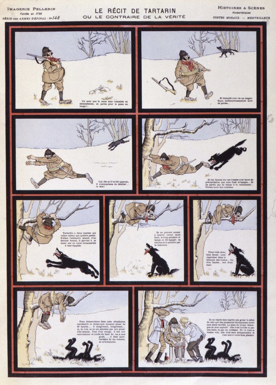 Wolf Hunt, “”Tatarinův příběh aneb opak pravdy”” - obraz Epinal, Paříž, 20. století od French School
