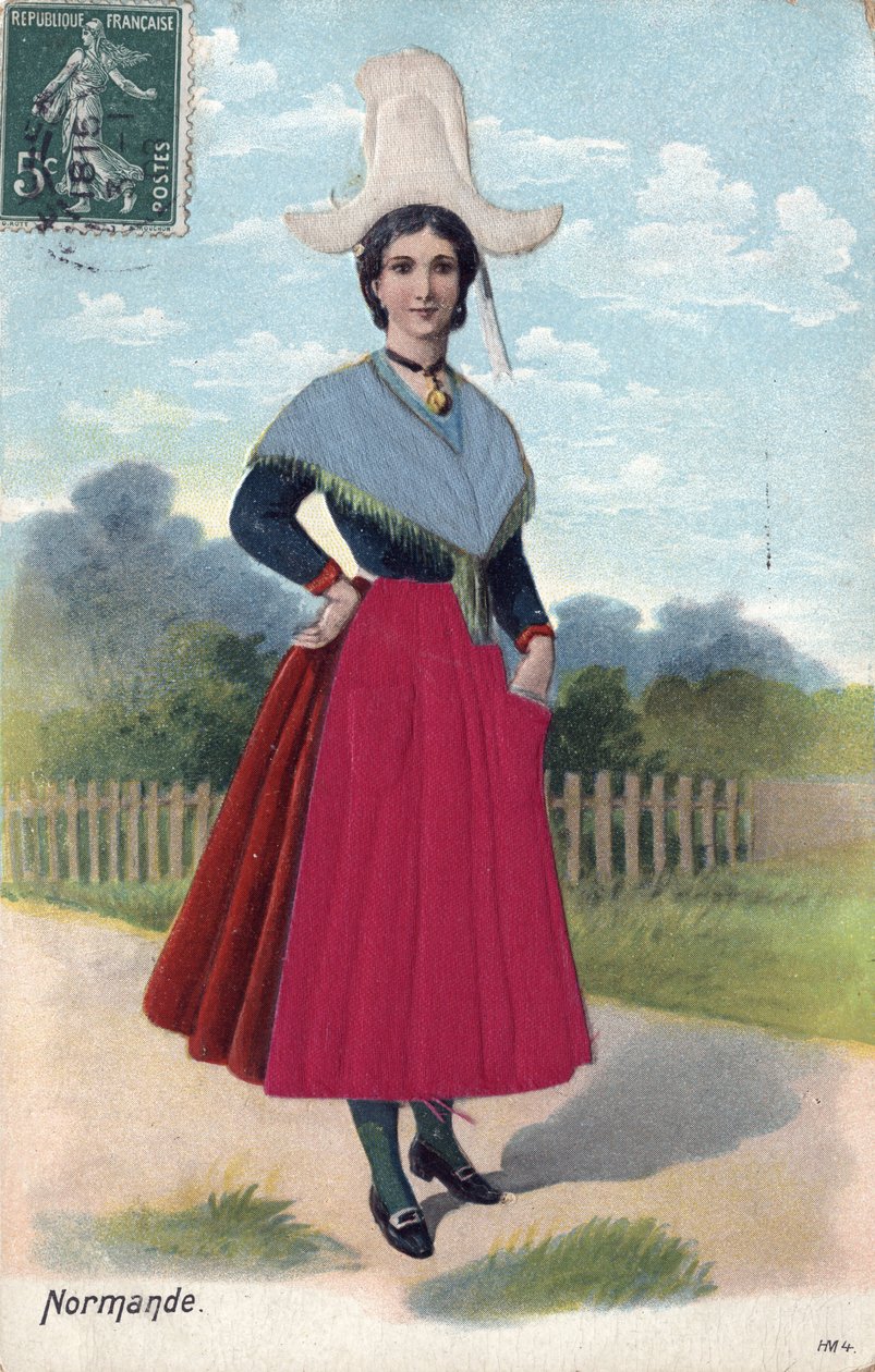 Žena v kroji z Normandie C. 1910 - Žena v kroji z Normandie od French School