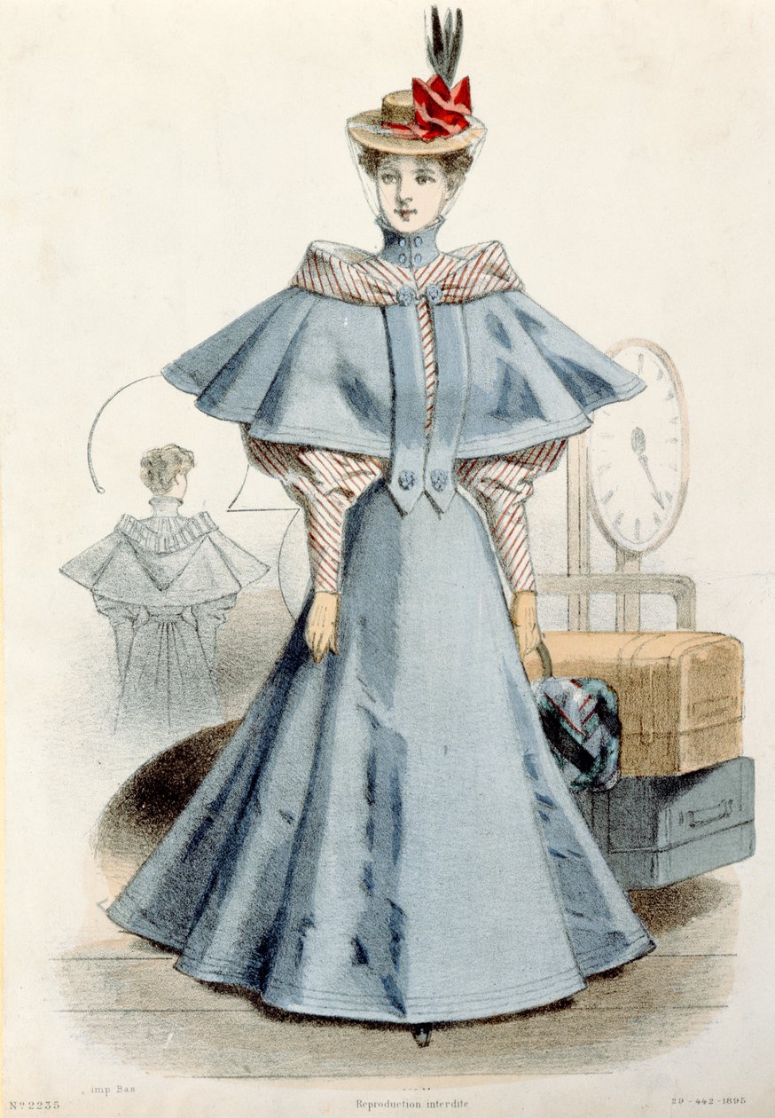 Žena v cestovních šatech, z Le Coquet, 1895 od French School