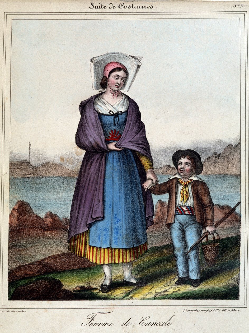 Žena z Cancale a její dítě, kolem roku 1845 od French School