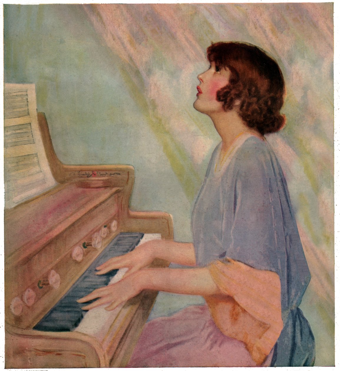 Žena hrající na varhany od French School