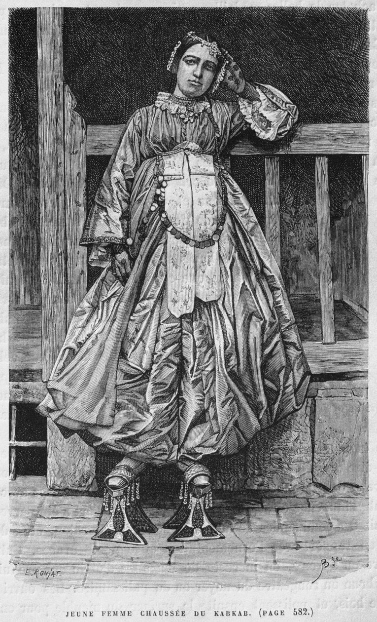 Žena nosí kabbab, dnes ze Sýrie. Cestuje po Fénicii, Libanonu a Judeji. 1875-1880 Louis Charles Emile Lortet, 1884 (č. rytina) od French School