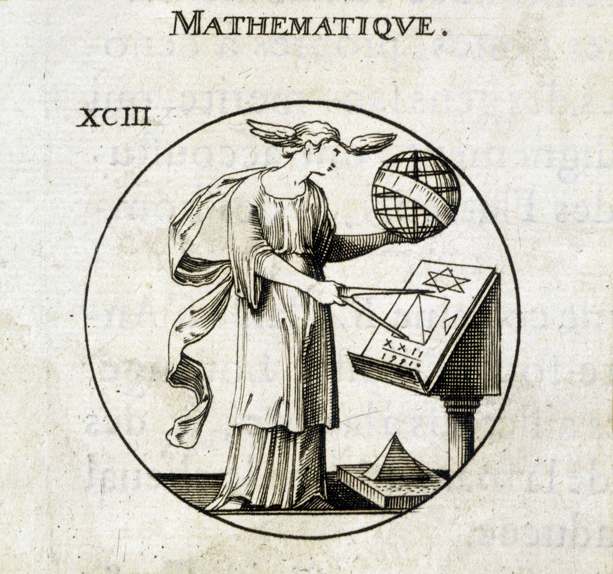 Žena s kompas a zeměkoule, personifikace matematiky od French School