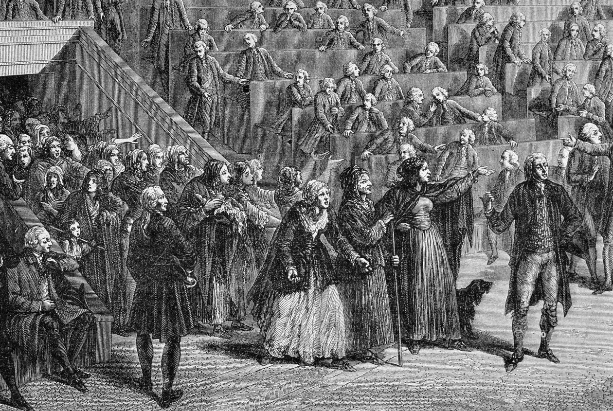 Ženy napadají shromáždění, 56. října 1789 od French School