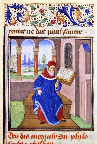 Zaqaquin, z knihy Histoire des Philosophes, konec 15. století (pergamen) od French School
