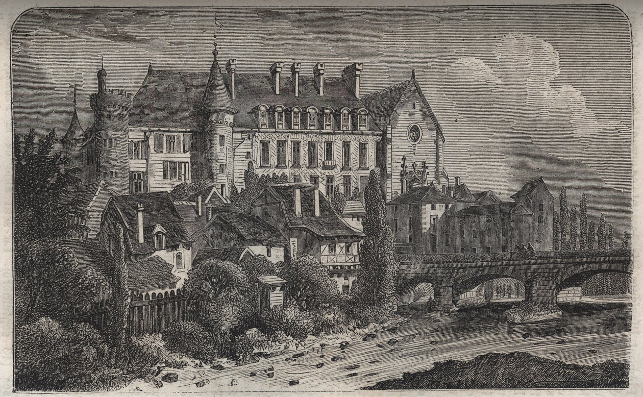 zámek La Palice, obec Lapalisse, v departementu Allier, - rytina v „Histoire de France“ od Victora Duruye (1811-1894) - 1882 od French School