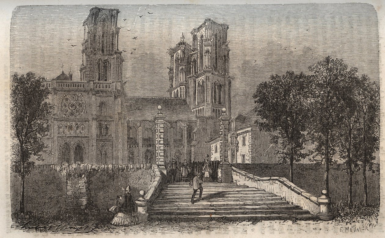 Cathedrale Notre-Dame (Notre Dame) de Laon (1150-1180), Aisne - rytina v „”Historie Francie”” od Victora Duruye (1811-1894) - 1882 od French School