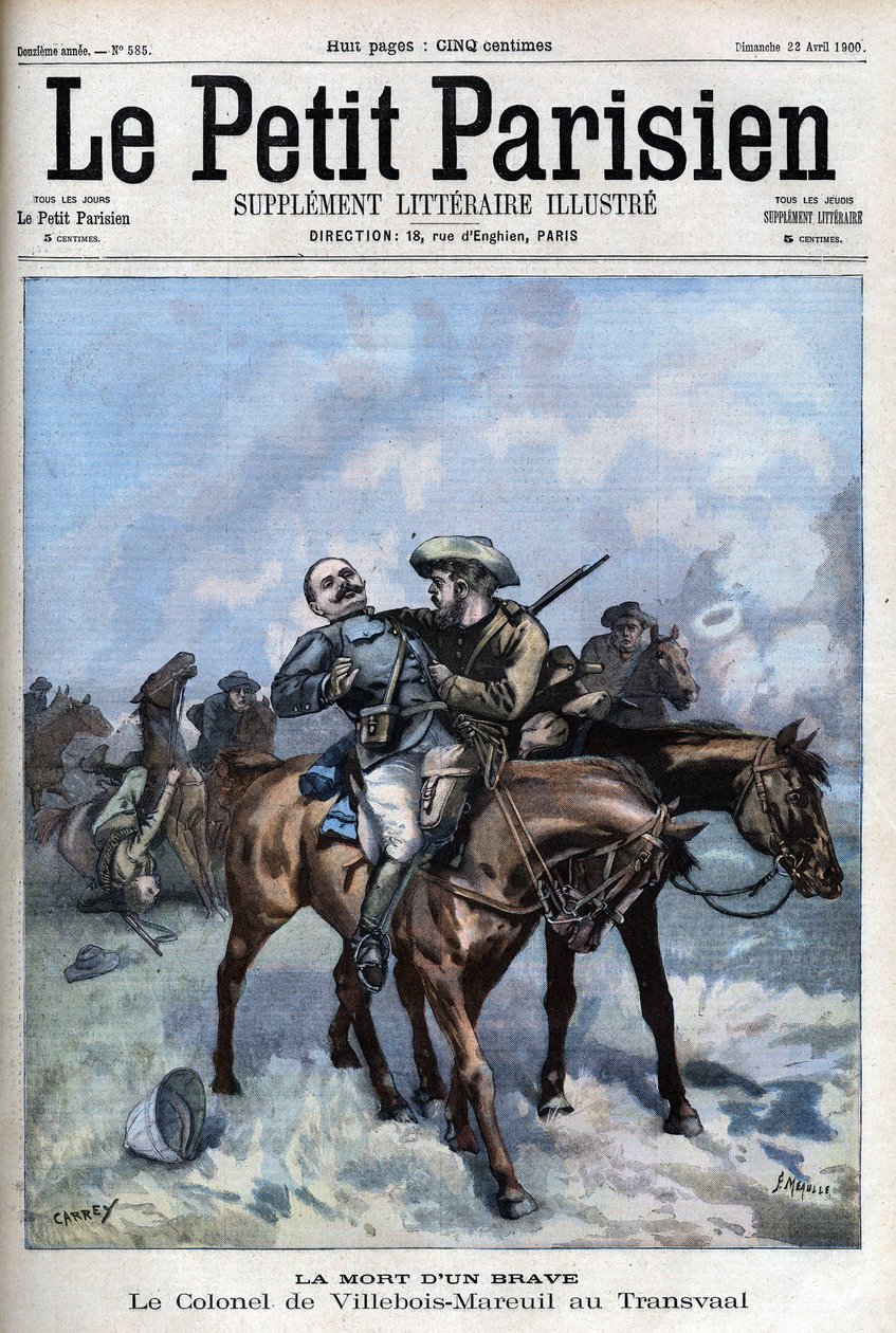 smrt generála Villeboise Mareuila během války Búrů (1899-1902) - v „Le petit Parisien““ od French School