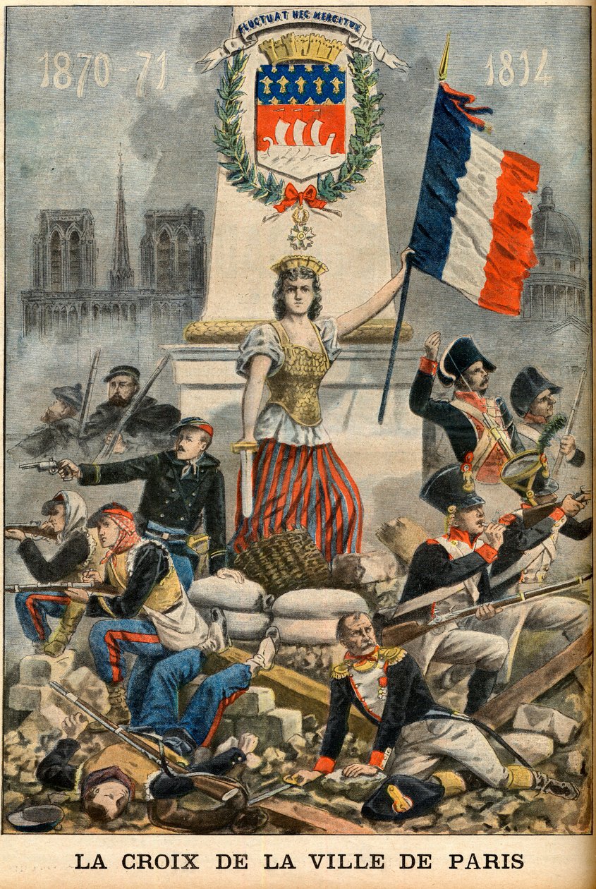 fluctuat nec mergitur - Kříž města Paříže je uveden v erbu Paříže, ilustrace z anglických novin „Le Petit Journal“ 5. května od French School