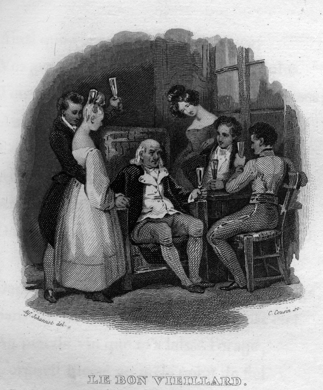 starý dobrý muž Chanson de Beranger v „“Oeuvres Completes““ (1834) od Pierra Jeana de Berangera (1780-1857), francouzského básníka a skladatele. od French School