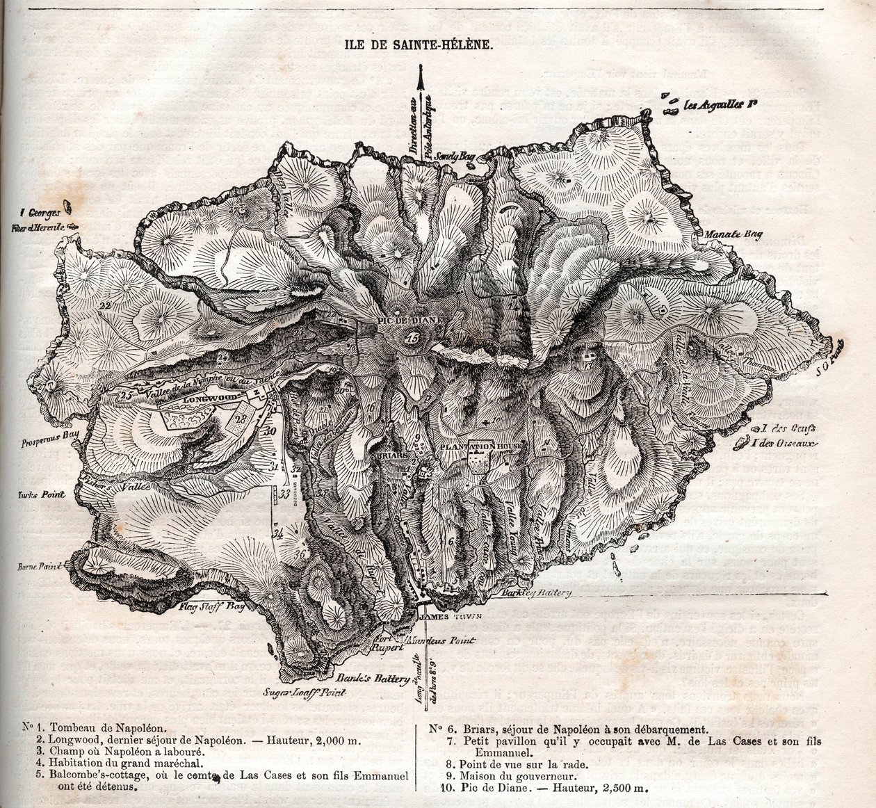 mapa ostrova Svatá Helena, rytina od French School