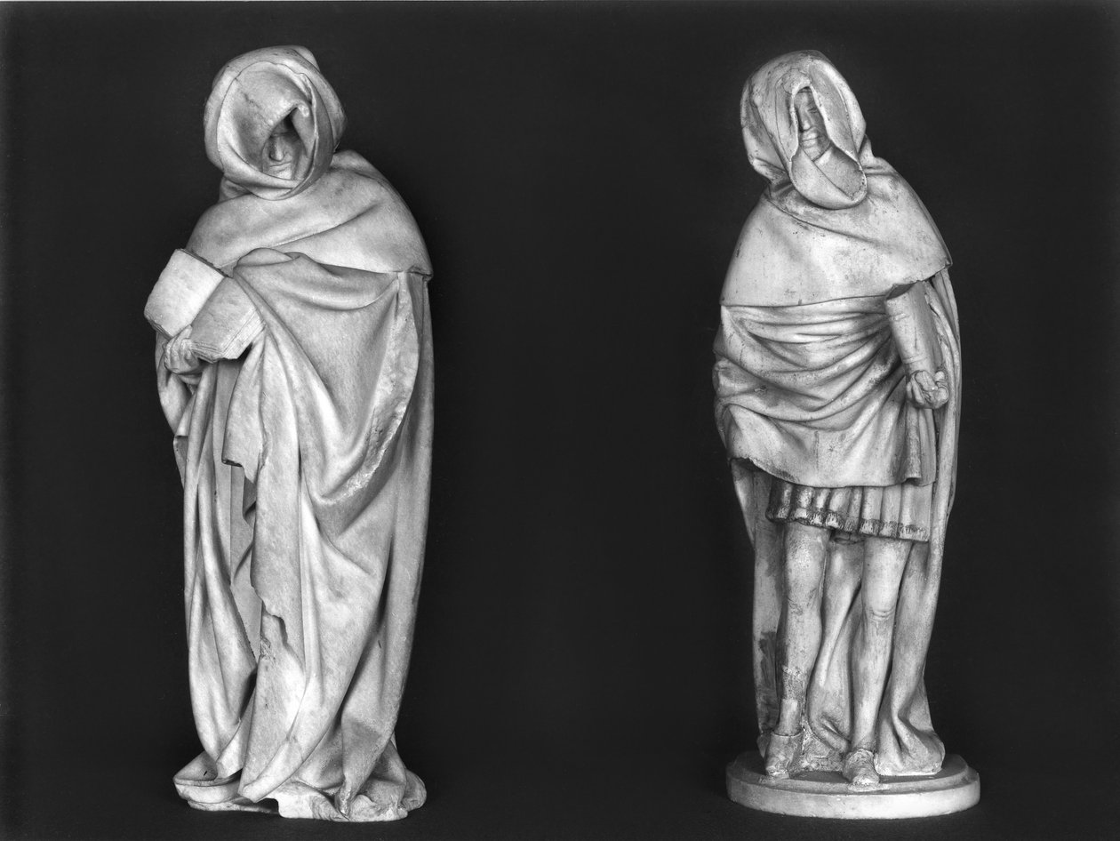 rwo Mourners, z hrobky vévody Jean de Berry (1340-1416) kolem 1450-53 salabastr) r8: hrobka byla dříve v Sainte-Chapelle v Bourges; od French School