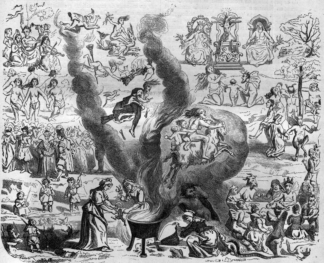 pověry roku tisíc: Sabat. Rytina v „Histoire des Papes-Rois-Queen and Empereurs a travers les století“ od Maurice Lachatre od French School