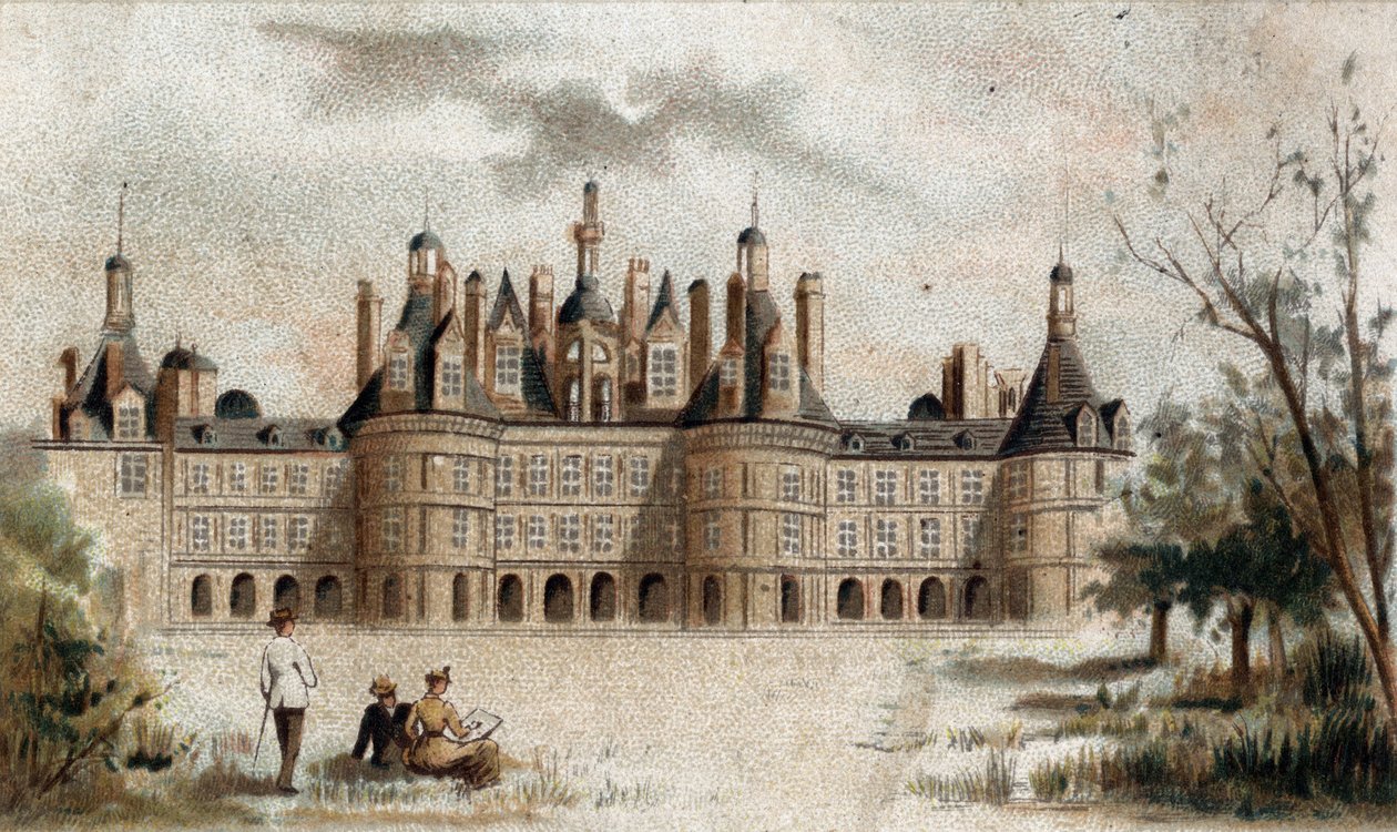pohled na Chateau de Chambord (Loir et Cher). od French School