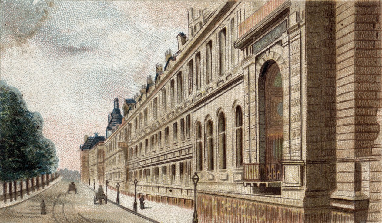 pohled na Palais du Louvre v Paříži. od French School