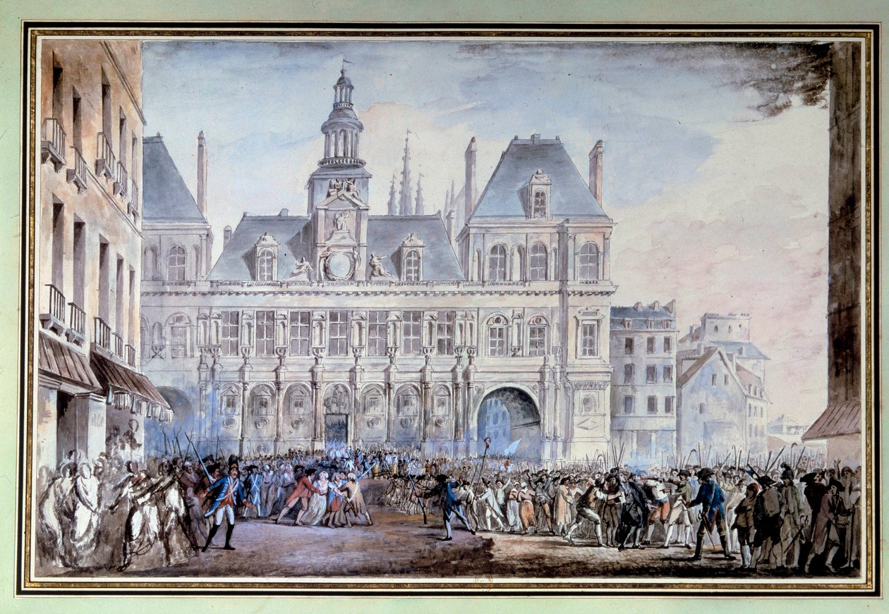 pohled na Place de Greve dne 14. července 1789 Place de Greve v Paříži (současné místo de l