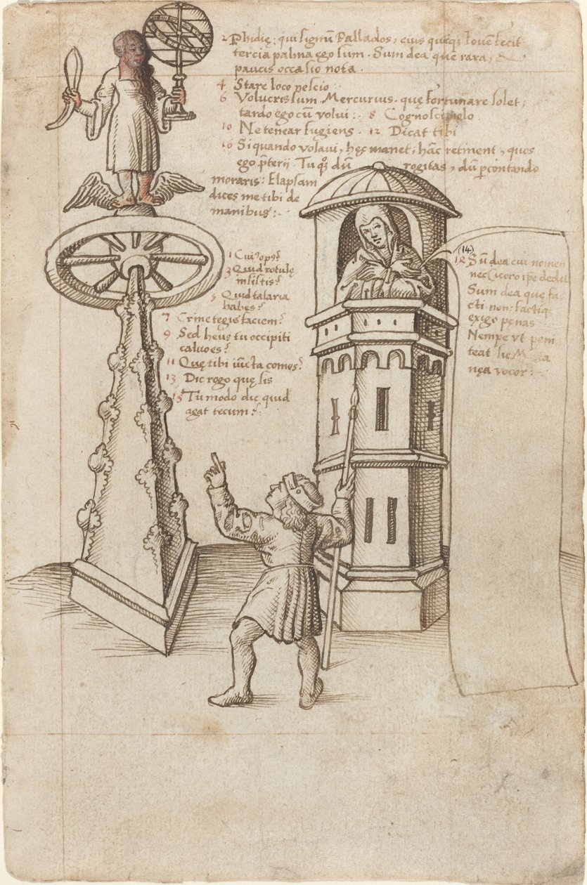 Socha příležitosti, kolemjdoucího a výčitky svědomí [fol. 8r] od French early 16th Century
