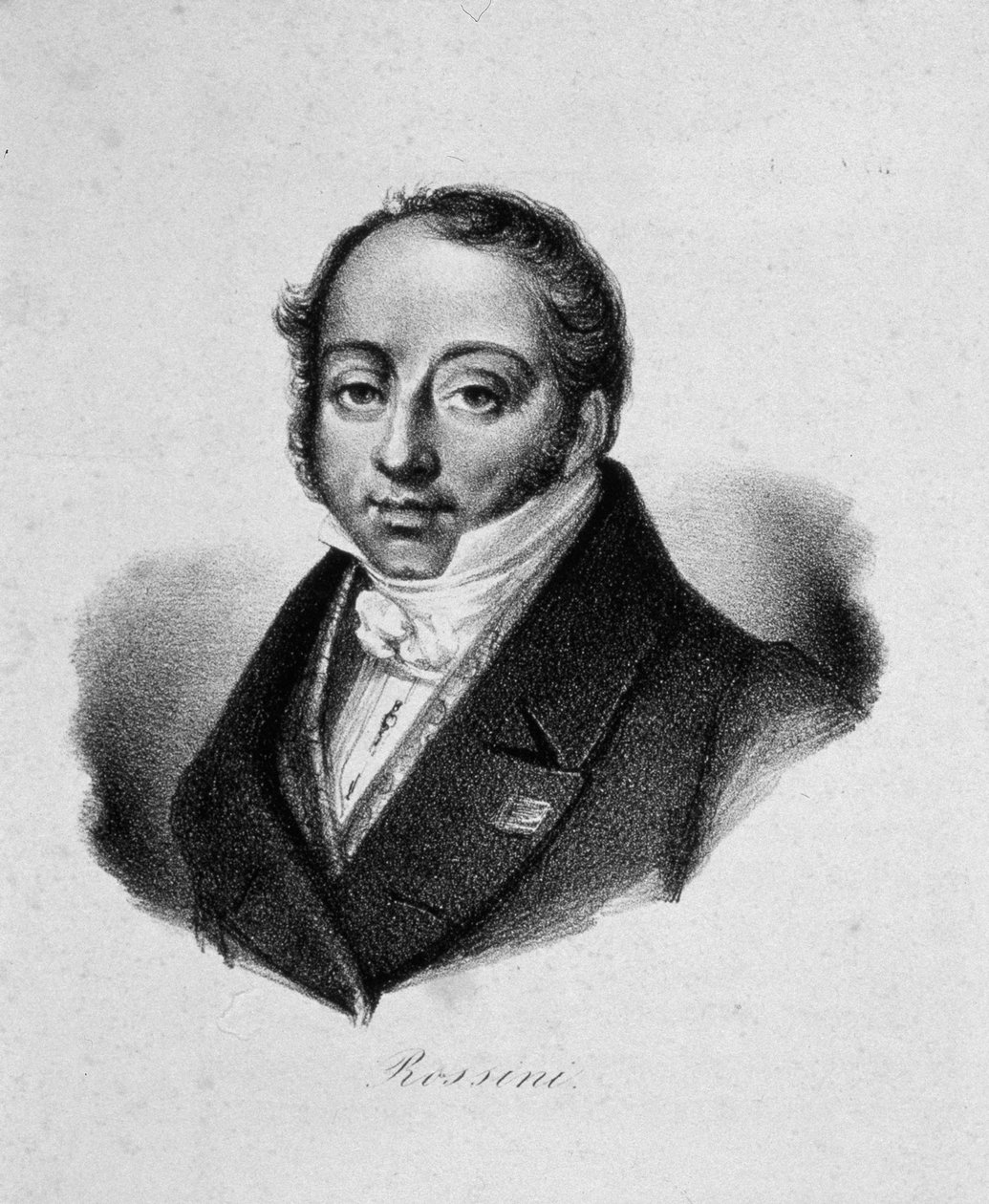 Portrét skladatele Gioachina Antonia Rossiniho 1792-1868, 19. století. od French master.