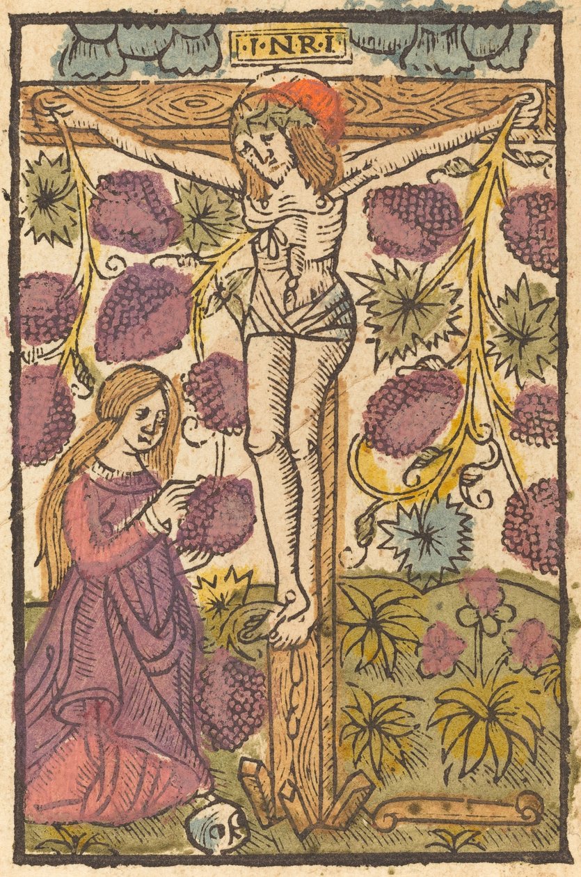 Kristus na kříži s vinnou révou od French or Netherlandish 15th Century