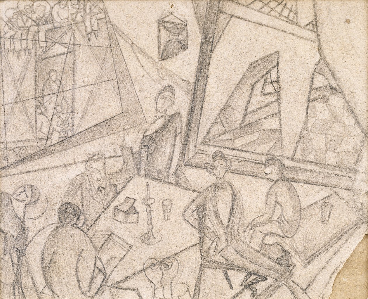 Frida a její současníci, asi 1925 (tužka na papíře) od Frida Kahlo