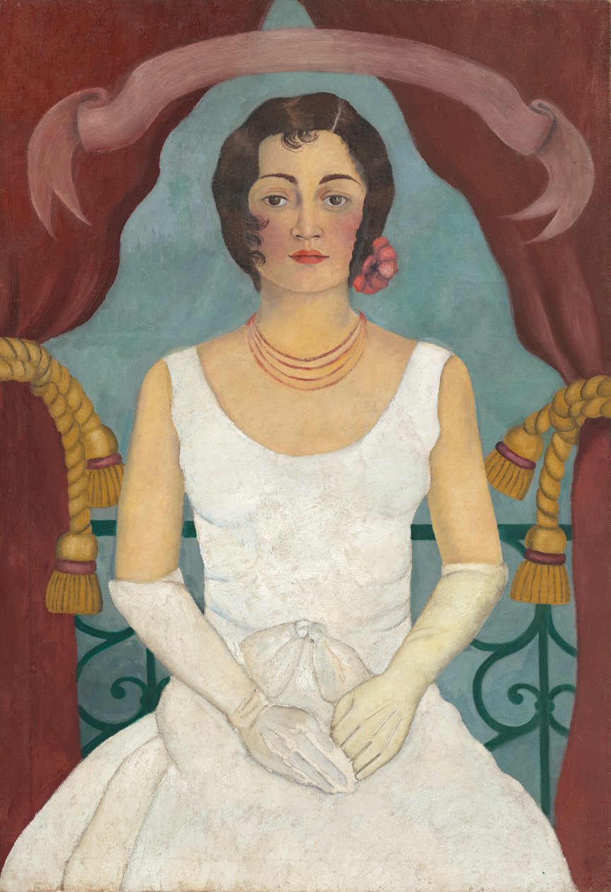 Portrét dámy v bílém, asi 1929 (olej na plátně) od Frida Kahlo