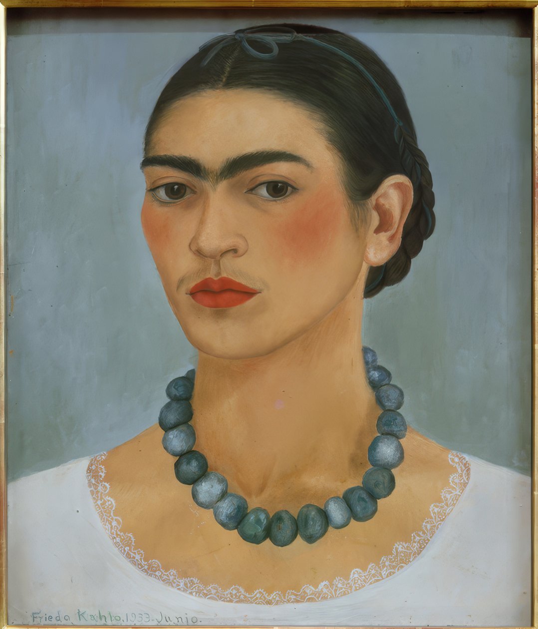 Autoportrét s náhrdelníkem od Frida Kahlo