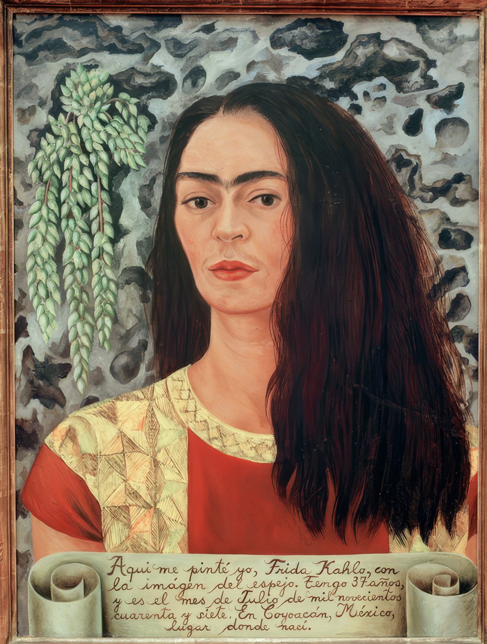 Autoportrét s rozpuštěnými vlasy od Frida Kahlo