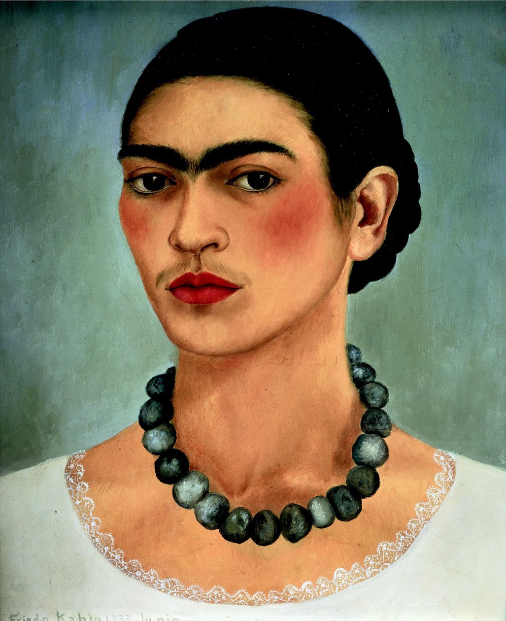 Autoportrét s náhrdelníkem od Frida Kahlo