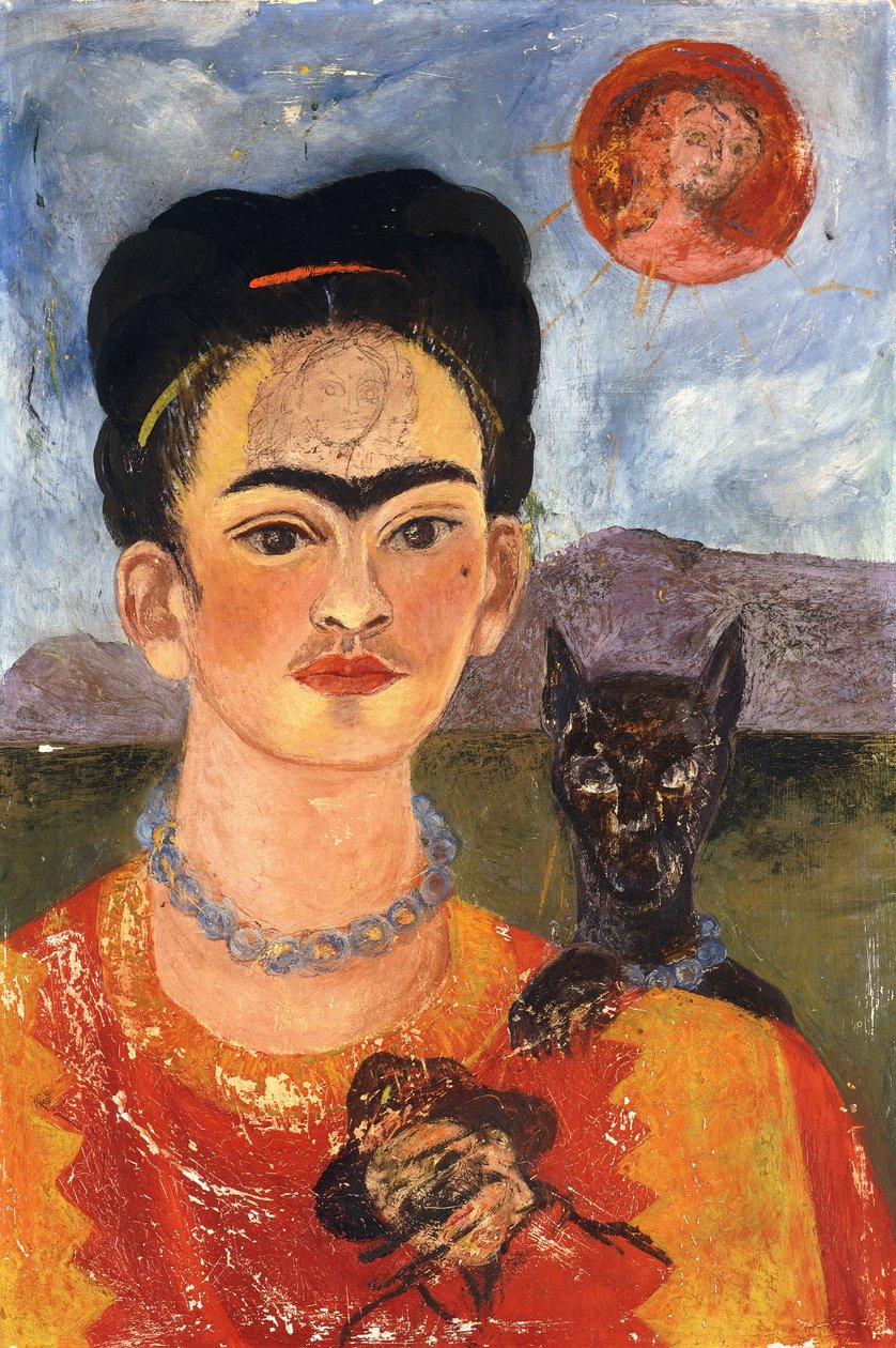 Autoportrét s Diegem na mé hrudi; Autoretrato con Diego en mi Pecho, asi 1953-54 (olej na masonitu) od Frida Kahlo