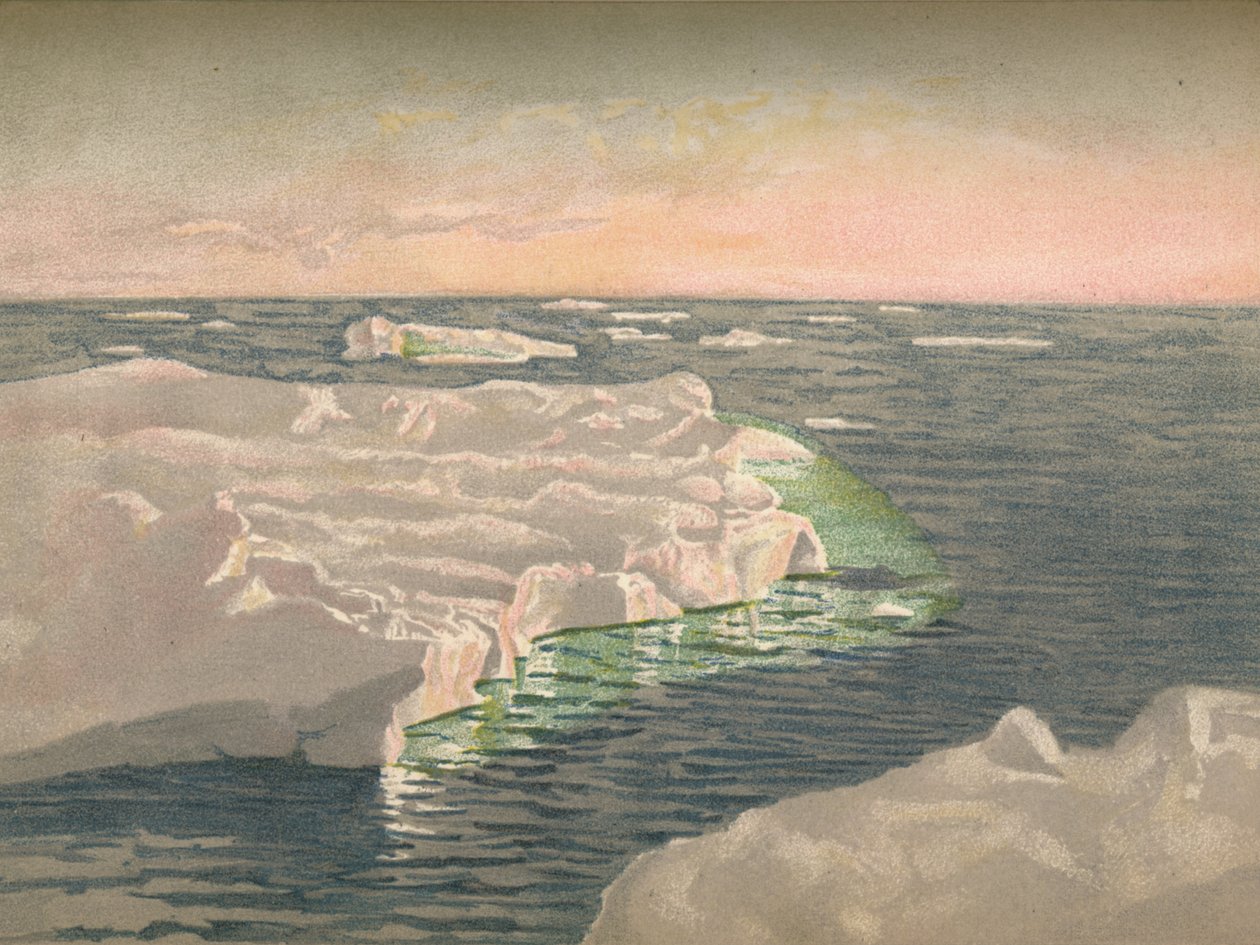 Při západu slunce, 22. září 1893. Vodová kresba, 1893, 1897 od Fridtjof Nansen