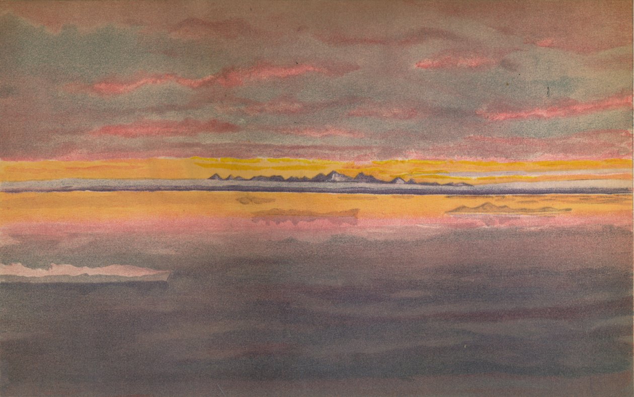 Západ slunce u severního pobřeží Asie, severně od ústí Chatangy, 1893, 1897 od Fridtjof Nansen