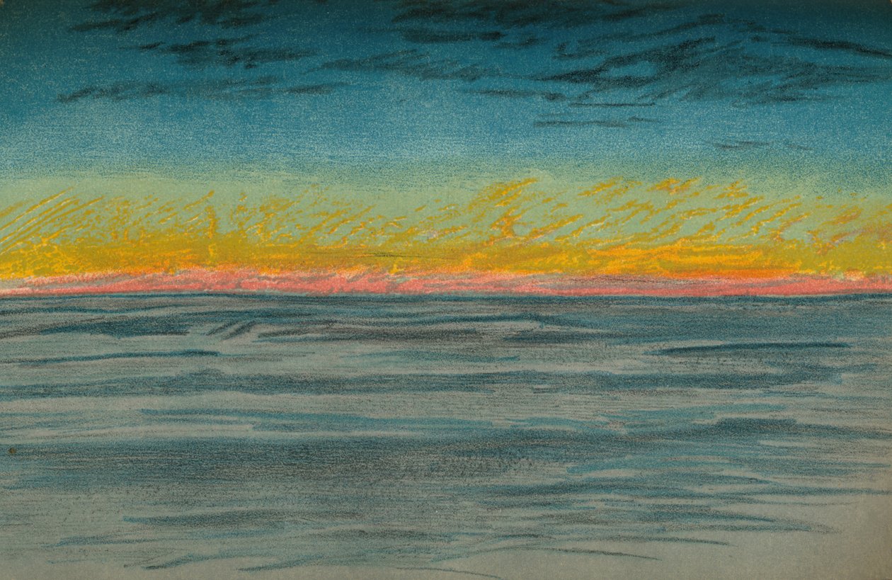 Ubývající polární den, 22. září 1893. Pastelový náčrt, 1893 1897 od Fridtjof Nansen