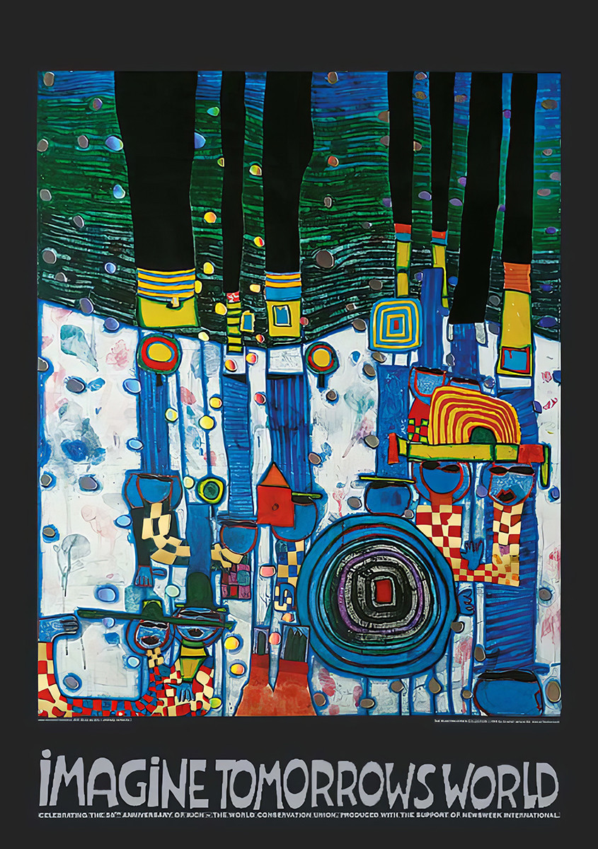 Představ si svět zítřka (modrá verze) od Friedensreich Hundertwasser