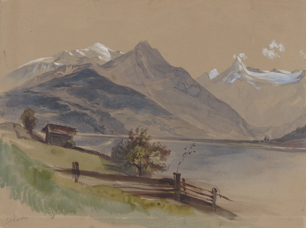 Alpská krajina s jezerem od Friedrich Carl von Scheidlin
