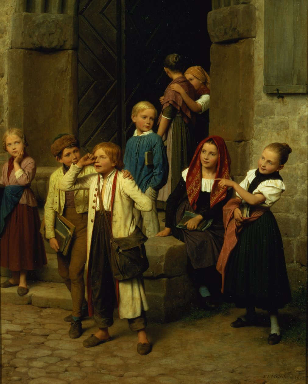 Školáci sledující pláče chlapce, 1861 od Friedrich Edouard Meyerheim