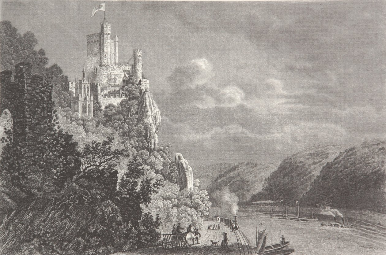 Burg Rheinstein od Pierre Joseph Redouté