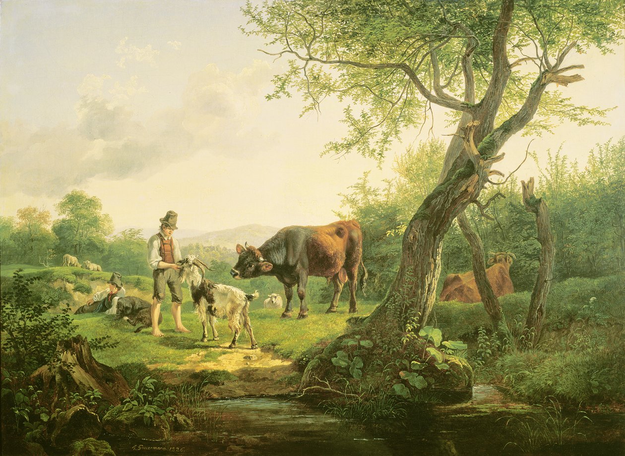 Krajina s pastýřem, 1826 od Friedrich Gauermann