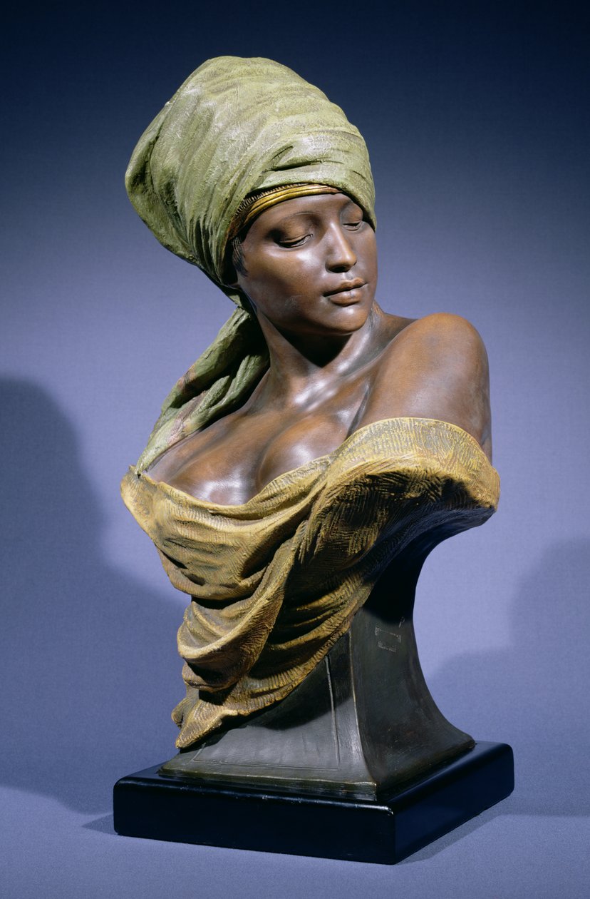 Nubian Girl (ručně malovaná terakota) od Friedrich Goldscheider