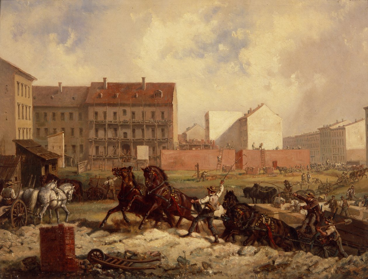Období propagace: Výstavba Grenadierstrasse, Berlín, kolem roku 1875 od Friedrich Kaiser