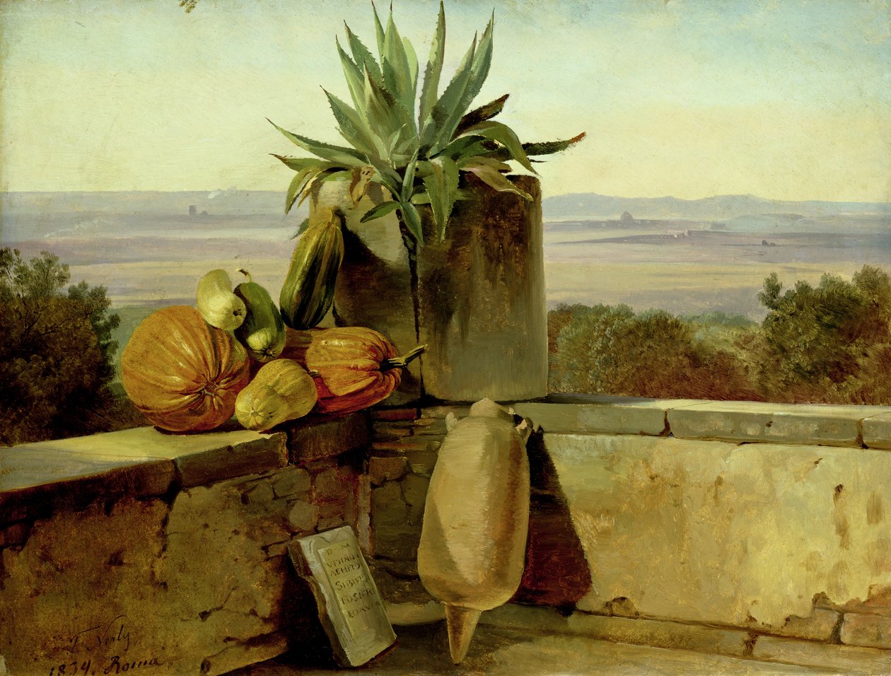 Římský balkon, 1834 (olej na papíře na plátně) od Friedrich Nerly