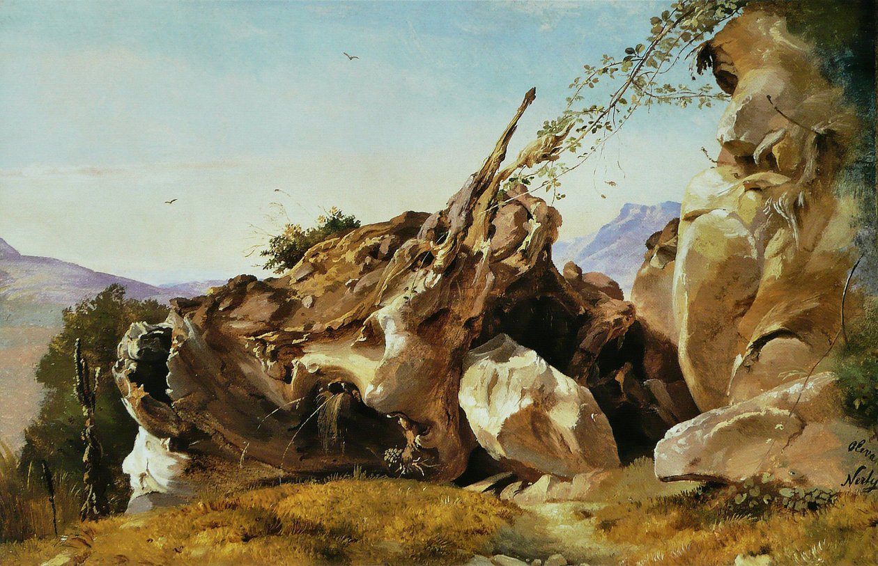 Studium hornin a kořenů poblíž Olevana od Friedrich Nerly