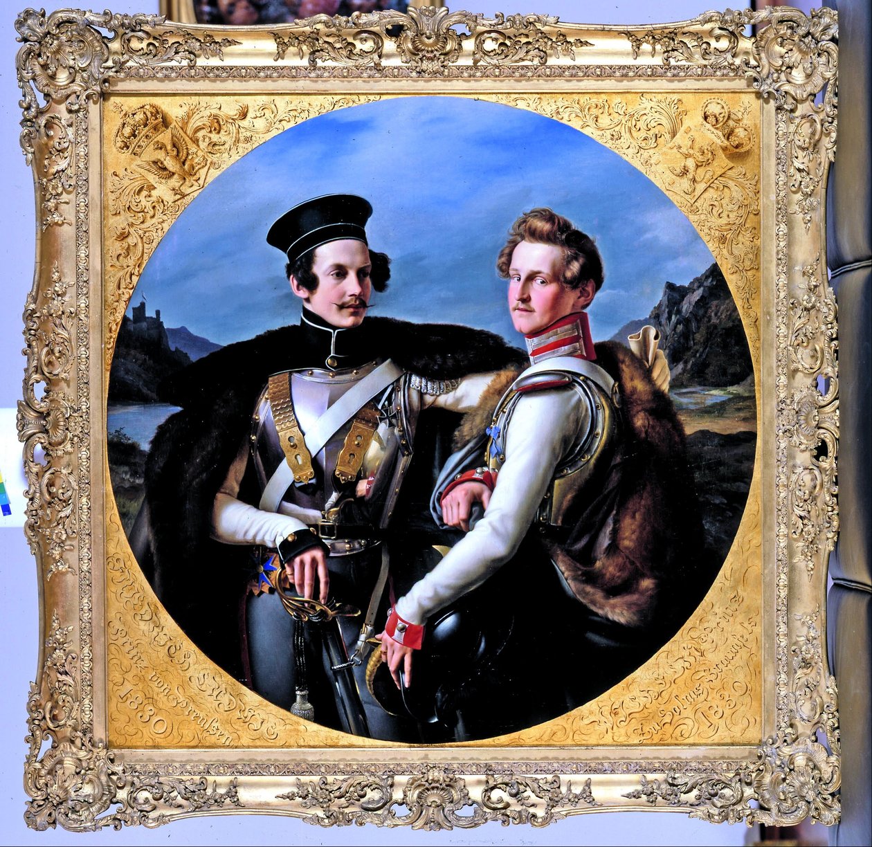 Dvojitý portrét princů Friedricha Wilhelma z Pruska a Wilhelma z Solms-Braunfels v uniformě kyrysníků od Friedrich Wilhelm von Schadow