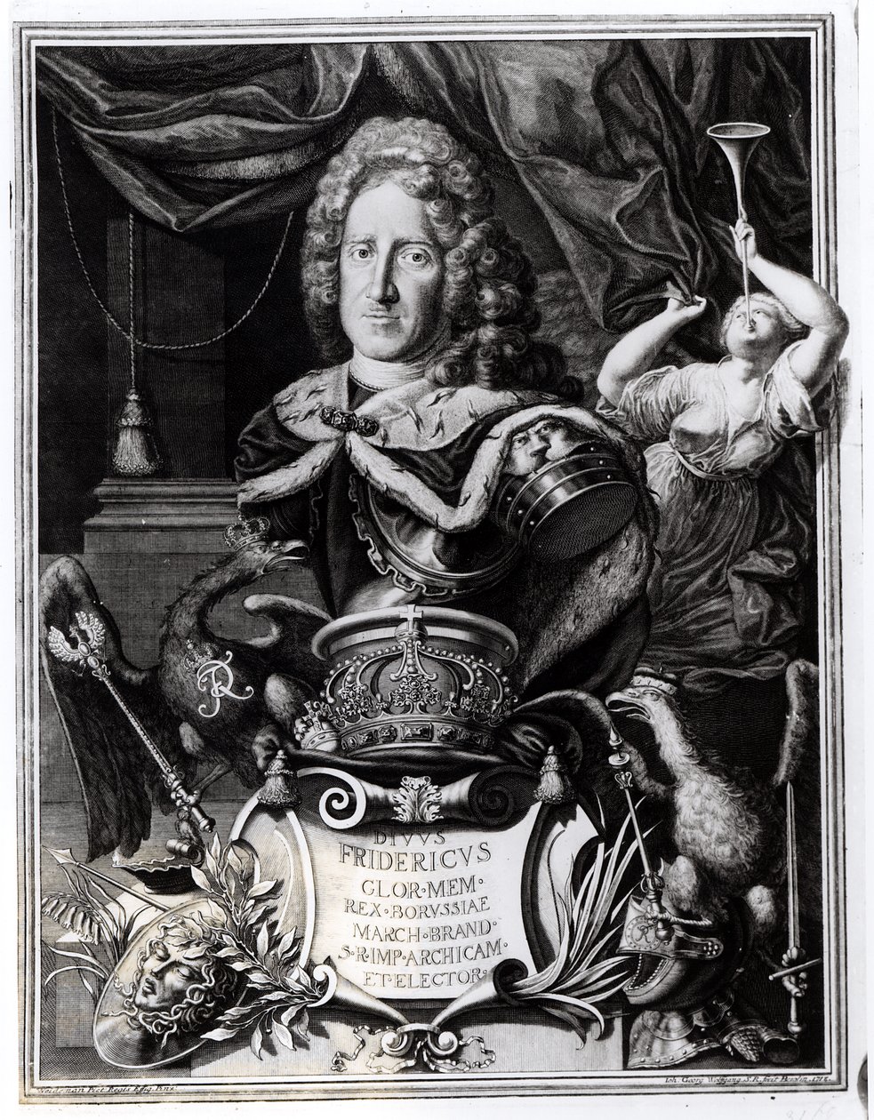 Portrét Fridricha Viléma I. (1688-1740), krále pruského, vyryl Georg Andreas Wolfgang (1703-45), 1718 od Friedrich Wilhelm Weidemann