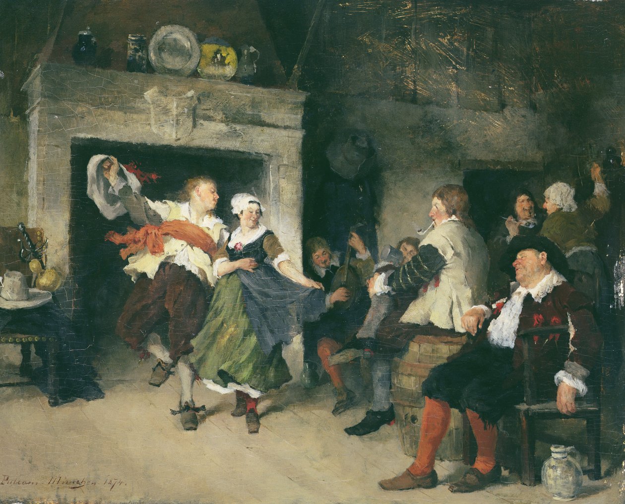 Pár tančící v hospodě, 1874 od Friedrich von Puteani