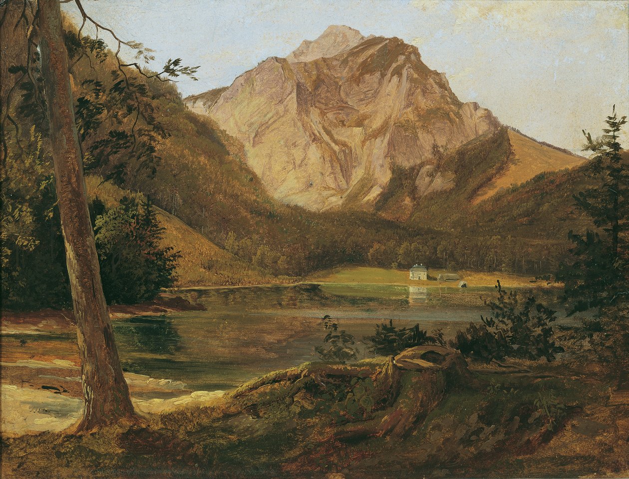 Přední Langbathsee s Höllengebirge od Friedrich August Mathias Gauermann